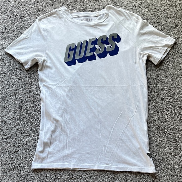 Guess White Tee with Navy Logo - Picture 1 of 6